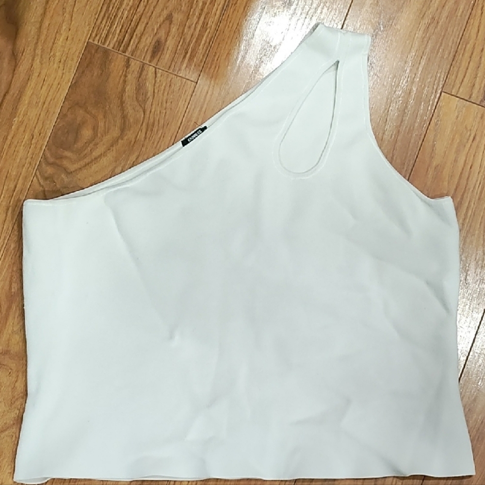 Express One-Shoulder White Crop Top